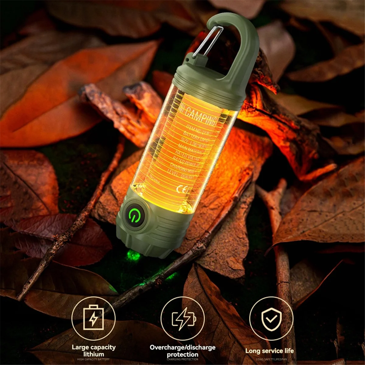 A71P متعددة الوظائف المحمولة التخييم ضوء تسلق الجبال الصيد خيمة ضوء مقاوم للماء هوك إضاءة الطوارئ الأخضر #3