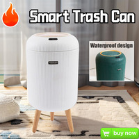 2025 New 10L Smart Trash Can No Dirty Hands Required Automatic Sensing Open-Covered Bathroom Toilet Trash Can Canned Closed Bag.
