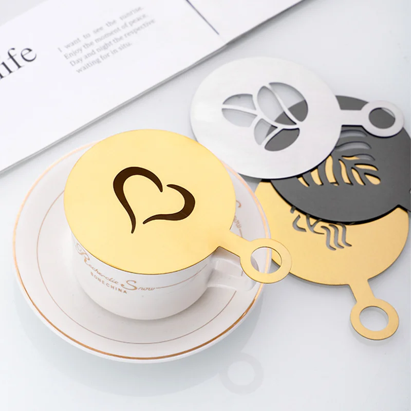 4pcs Stainless Steel Moulds Bread Sprinkles Cake Sprinkles Coffee Flower Moulds With Hanging Holes Baking Decoration Moulds