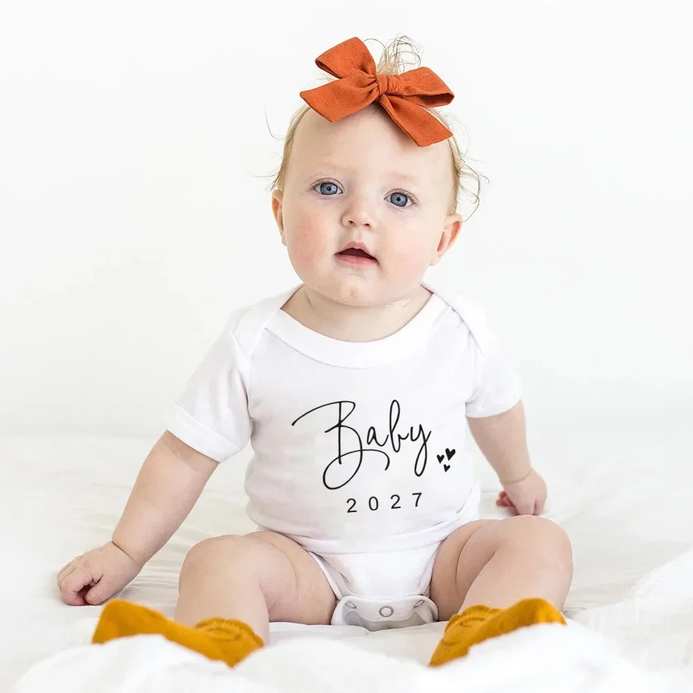 Pregnancy Reveal Baby Coming Soon 2027 Announcement Newborn Baby Bodysuit Romper Funny Boys Girls Outfits