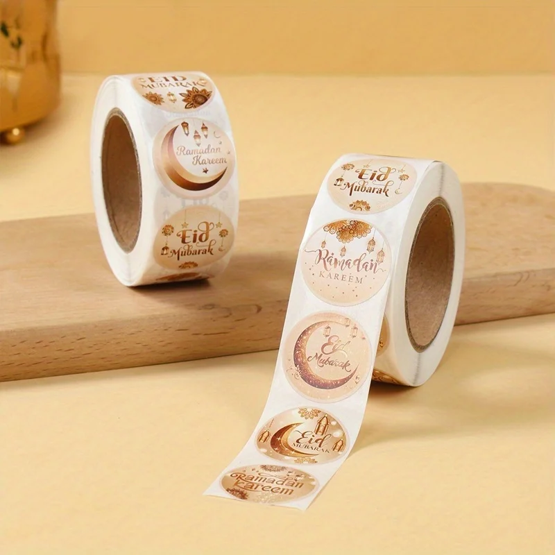 500pcs Eid Mubarak Stickers White Gold Labels for Home 2026 Ramadan Kareem Islam Muslim Party Eid Al Adha Gifts Ramadan Mubarak view 3