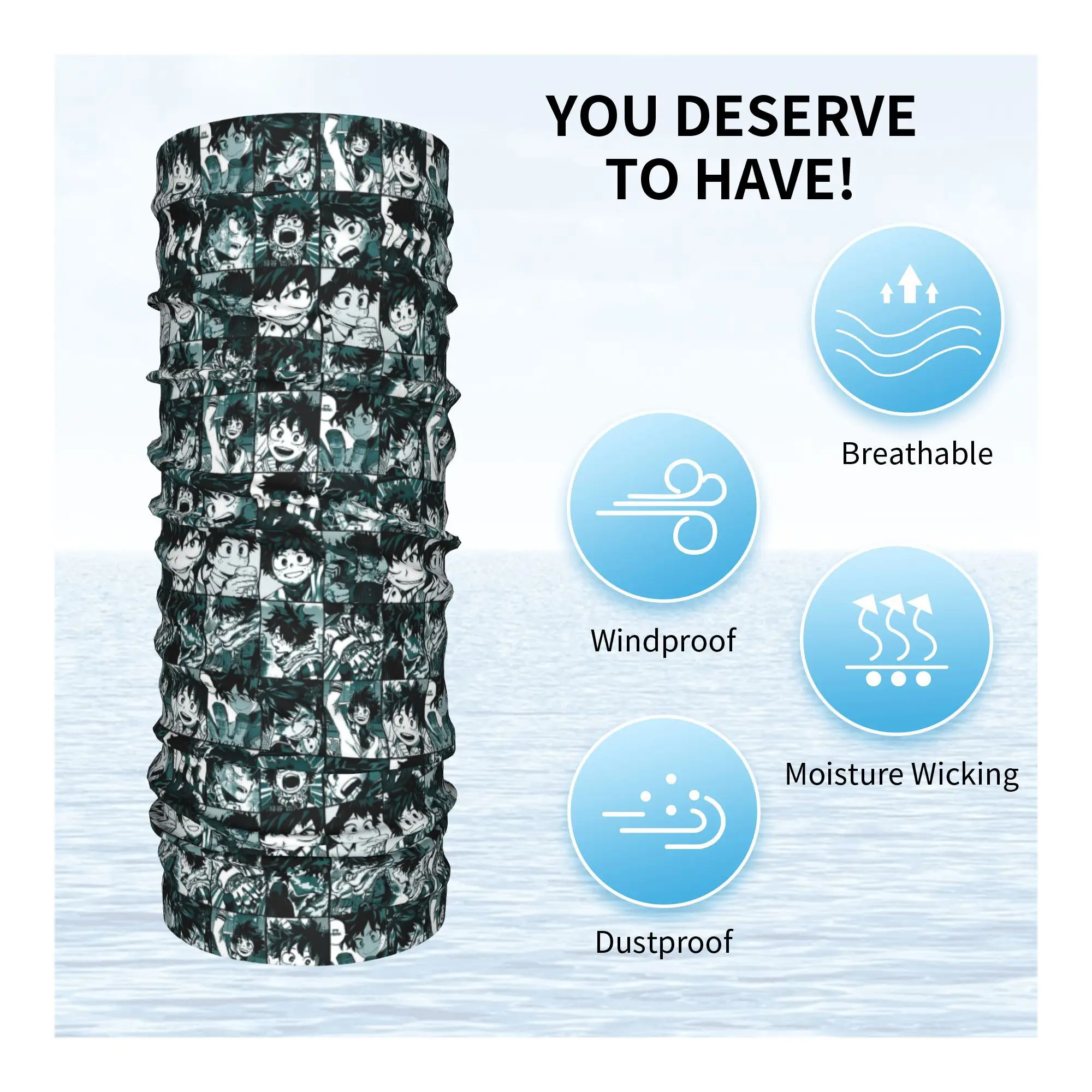 Deku hero collage My Hero Academia Bandana cuello polaina bufanda envolvente estampada pasamontañas cálido deportes al aire libre Unisex adulto invierno