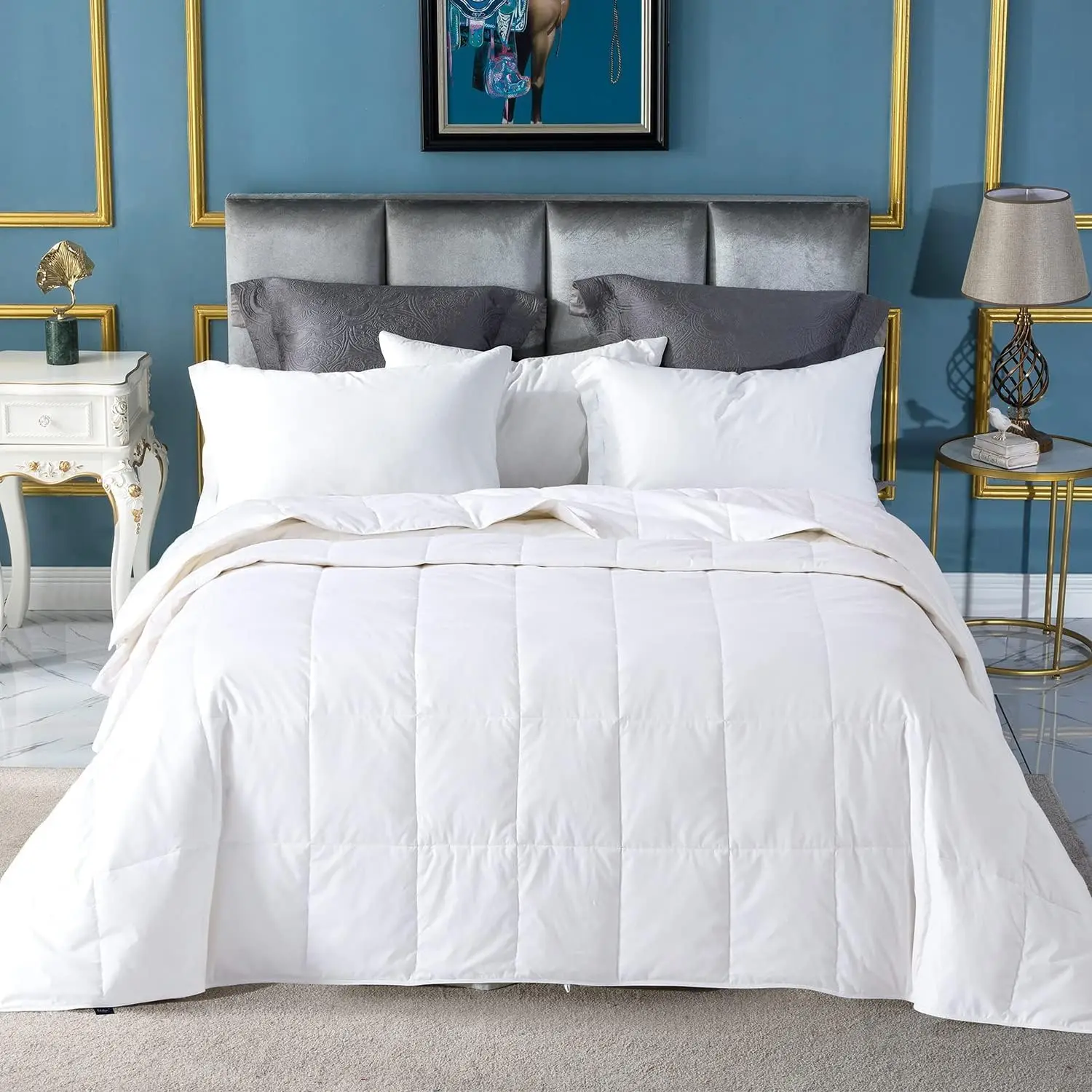 

King Size Summer Down Comforter, Extra Lightweight & Soft for Hot Sleepers, White, 106x90 Inches