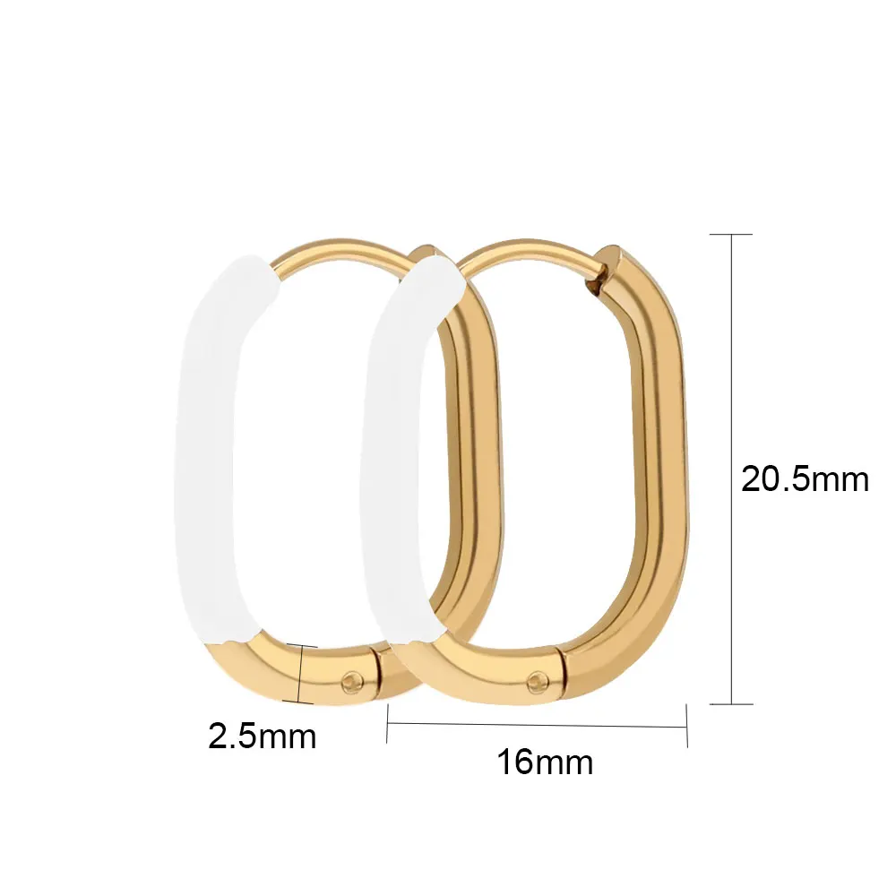 1Pair Stainless Steel Colorful Enamel Geometry Hoop Earrings Piercing Earrings for Women Charm Earrings Jewelry Gifts Wholesale