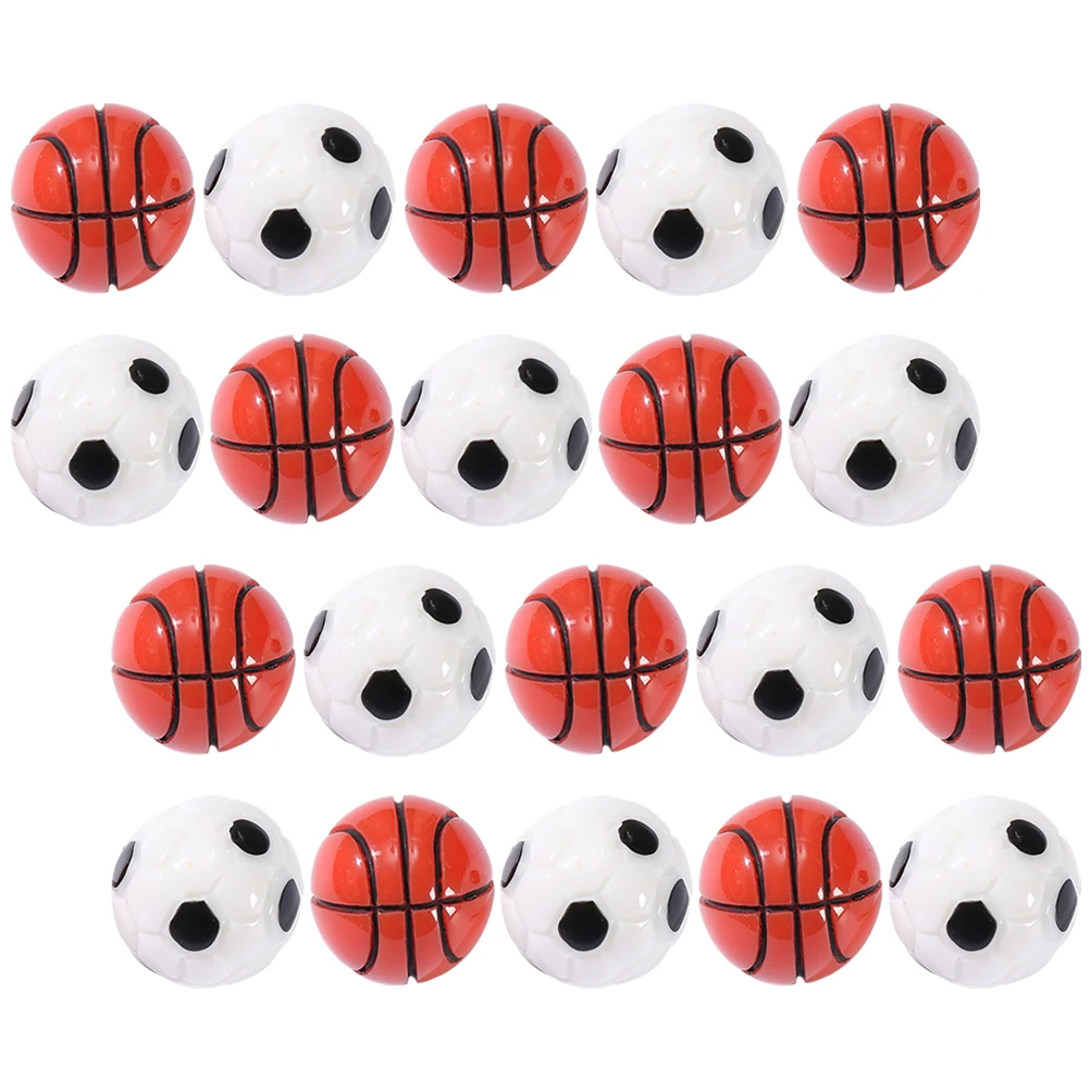 

20pcs Mini Soccer Basketball Ornaments Resin Sports Balls Set Simulated Dollhouse Decor Piece Tiny Playgrounds Accessories