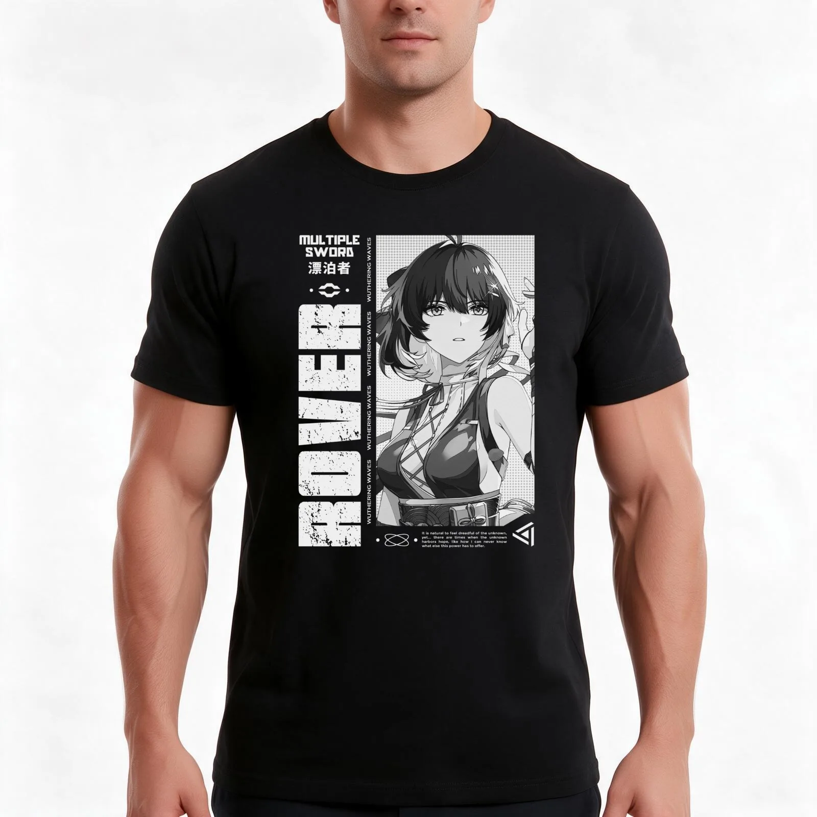 Rover - Wuthering Waves V.3 white ver T-Shirt, Summer Casual Cotton Tee, Oversized Streetwear Tops, Vintage Graphic Print