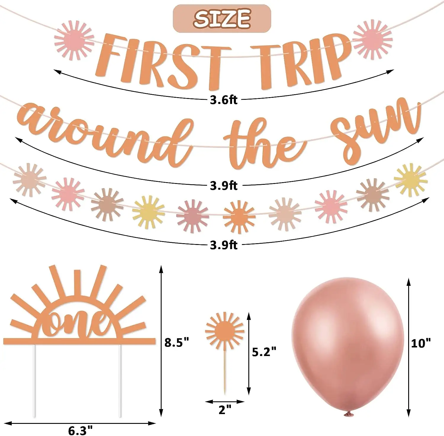 First Trip Around The Sun Birthday Decorations Boho Sun 1st Birthday Banner You Are My Sunshine Party Muted Girl Birthday Party