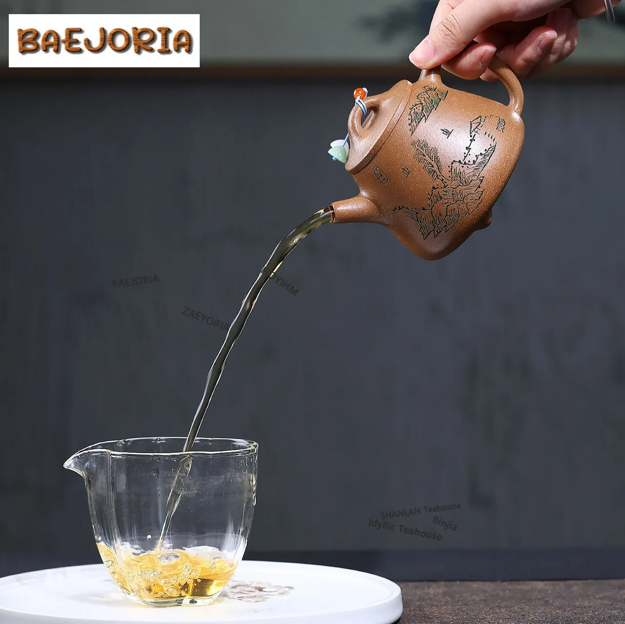 BAEJORIA 250ml Aesthetic Yixing Purple Clay Teapots Handmade Stone Scoop Pot Raw Ore Five Colours Section Mud Kettle Zisha Tea
