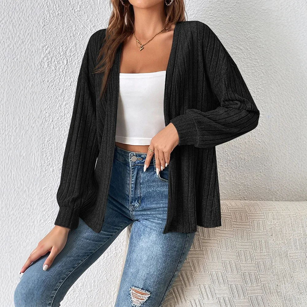 

Women's Knit Cardigan Autumn Winter Daily Basic Solid Color Long Sleeve Opean Stitch Casual Coats