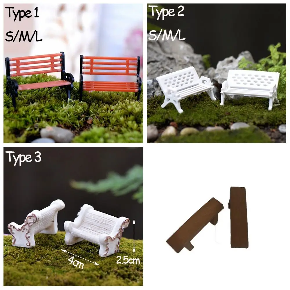1 Pair Crafts Succulents Bonsai Fairy Garden Decor Park Chair Figurines Stools Micro Landscapes Miniature Bench