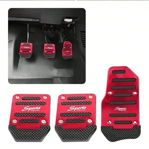 Universal Car Pedal Cover Aluminum Automatic Transmission Brake Fuel Gas Foot Pad Set Kit Pedals Red Blue Silver Non-Slip Tools