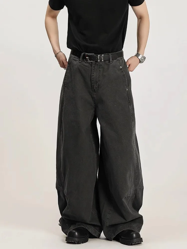 

American Retro Scythe Work Pants Loose Wide Leg Design Casual Long Trousers for Men And Women Youth Faion Jeans