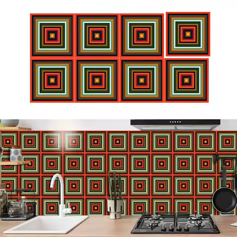 Self-Adhesive Wall Stickers 24Pcs Set, Waterproof PVC Tile Decals for Kitchen Bathroom, Easy Peel &amp; Stick Home Decor