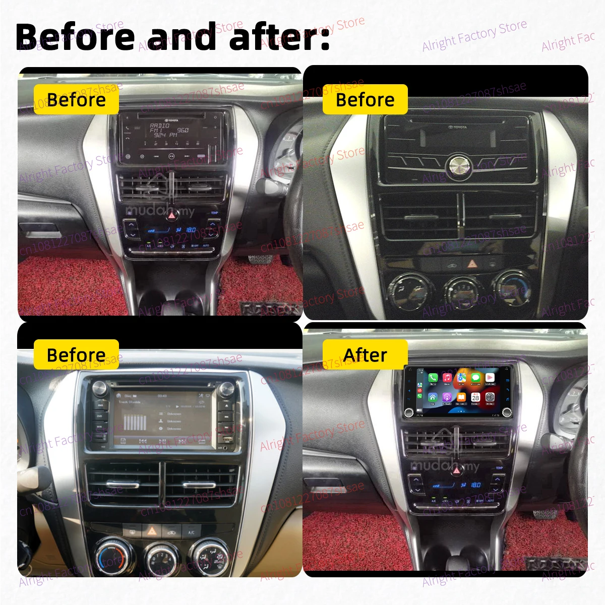 7 "شاشة لاسلكية Carplay Autoradio 2Din أندرويد راديو السيارة الوسائط المتعددة لتويوتا يارس فيوس 2017-2020 رئيس وحدة نظام تحديد المواقع ستيريو