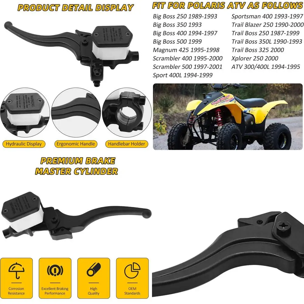 

Front Brake Master Cylinder for Polaris Trail Boss 250 350 TrailBlazer 250 Scrambler 400 500 Sportsman 400 Magnum 425 Big Boss 2