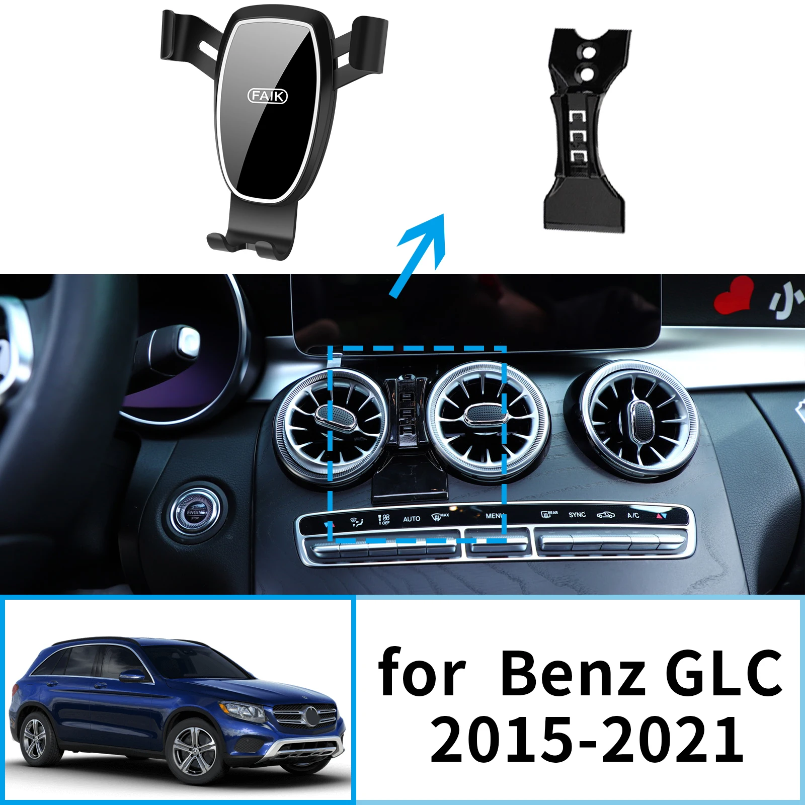 

Car Mobile Phone Holder for Benz GLC X253 C253 2015 2016 2017 2018 2019 2020 2021 GPS Bracket Accessories Navigation Stand Auto