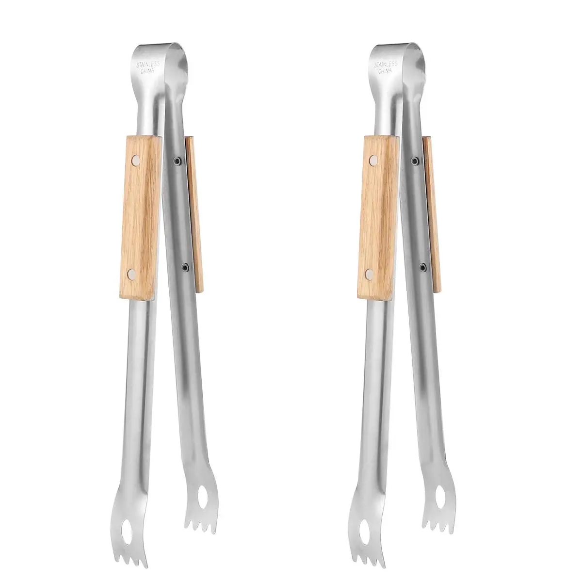 

2Pcs Stainless Steel Wood Charcoal Clip Non slip Grill Picker BBQ Tool Kitchen Cooking Serving Waterproof Rustproof H
