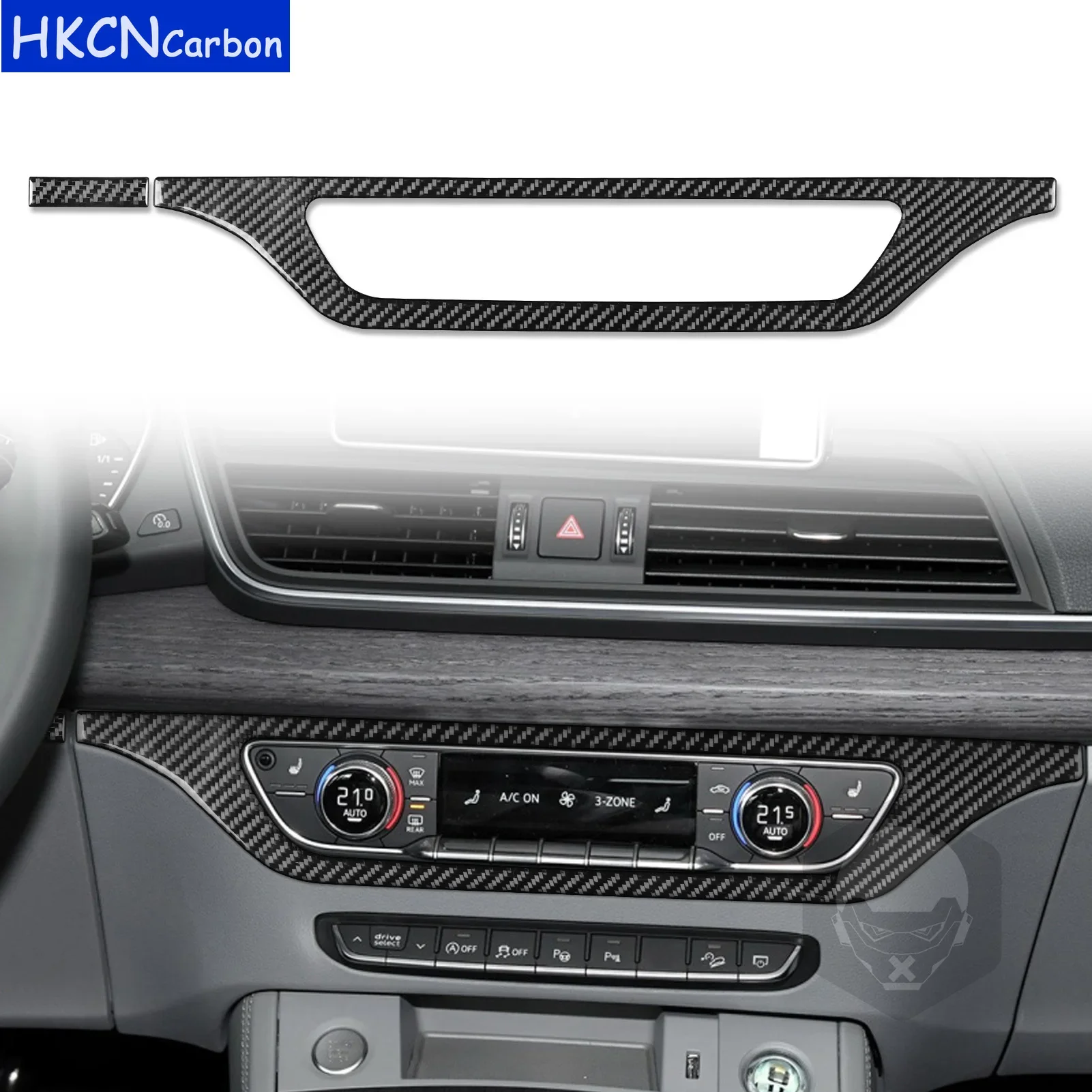 

For Audi Q5L 2018—2023 Real Carbon Fiber Radio CD Media Panel Cover Trim Sticker Interior Decoration Car Accessories