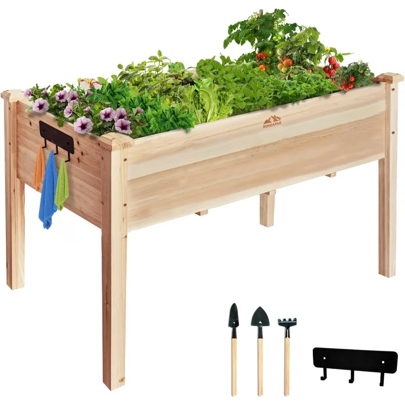 

Raised Garden-Planter with Legs Outdoor - Elevated Garden Bed Wood Stand for Vegetable Flower Herb Large Rectangle Growing Box