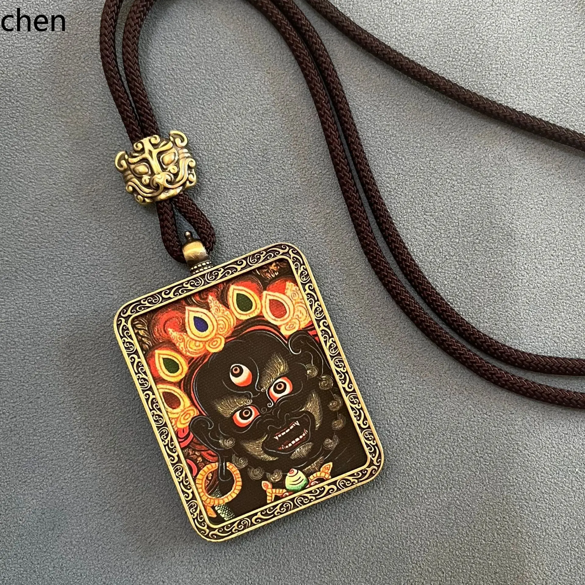 YFY   Five-Way God of Wealth Tibetan Thangka Pendant Mahakala Thangka Buddha Amulet Souvenir Mahakala Accessories