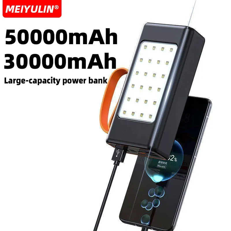 

50000mAh Power Bank 30000mah Portable Large Capacity USB C PD 20W Fast Charging External Spare Battery For IPhone Xiaomi Samsung