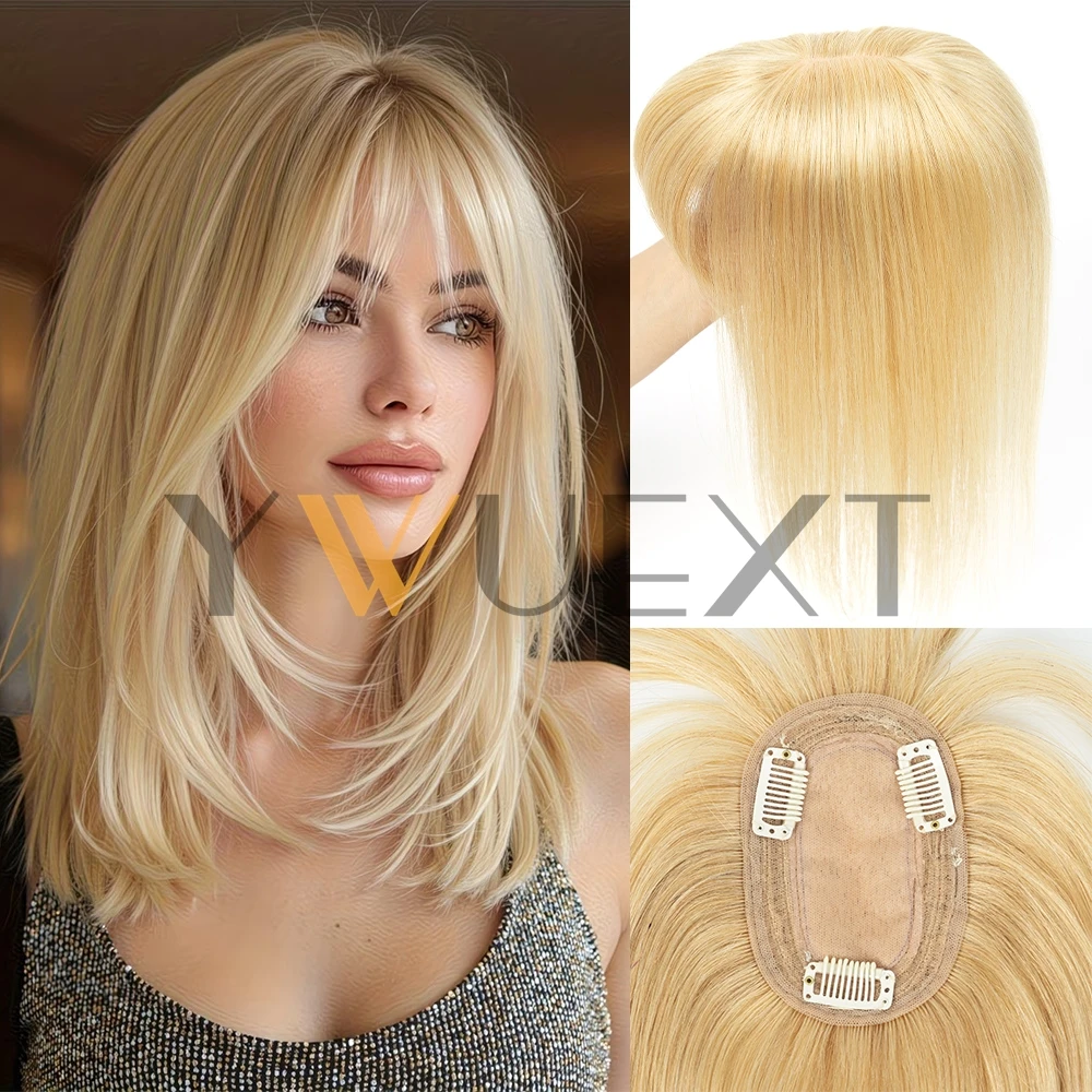 8x12cm Human Hair Topper with Bang Breathable Base Hair Piece 8