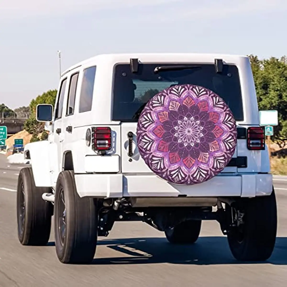 Boho Mandala in Deep Purple and Pink Spare Tire Cover Dust-Proof Wheel Tire Cover Fit RV SUV and Many Vehicle 14 15 16 17 Inch