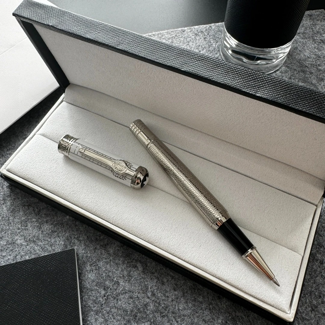 Ballpoint Pens Premium Style Business Writing Pen Textured Barrel Gold Silver Finish Elegant Gift for Men and Professionals