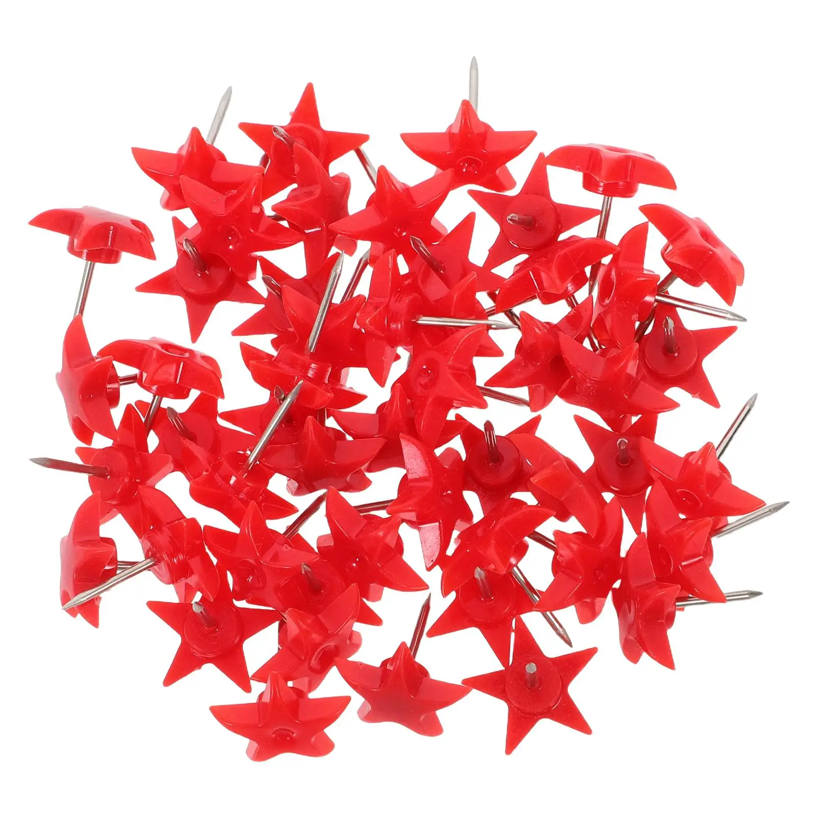 50 Pcs Five-pointed Star Thumbtack Fun Push Pins Shape Cute Tacks for Cork Board Red Clothespin Office