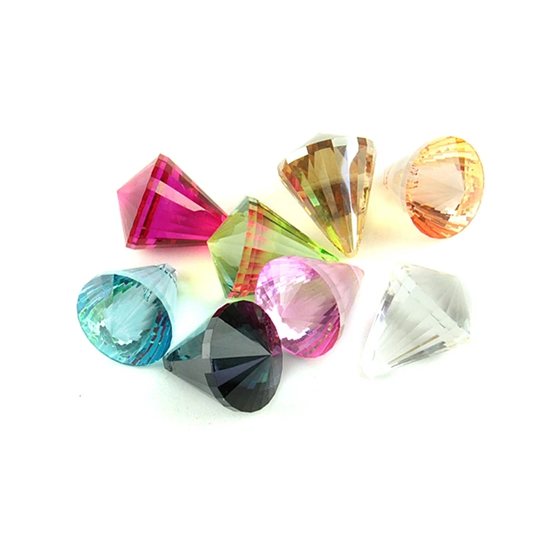 30mm 10pcs Crystal Hanging Ball Colors Cut Faceted Glass Diamond Prisms Pendant Suncatcher Curtain Art For Chandelier DIY
