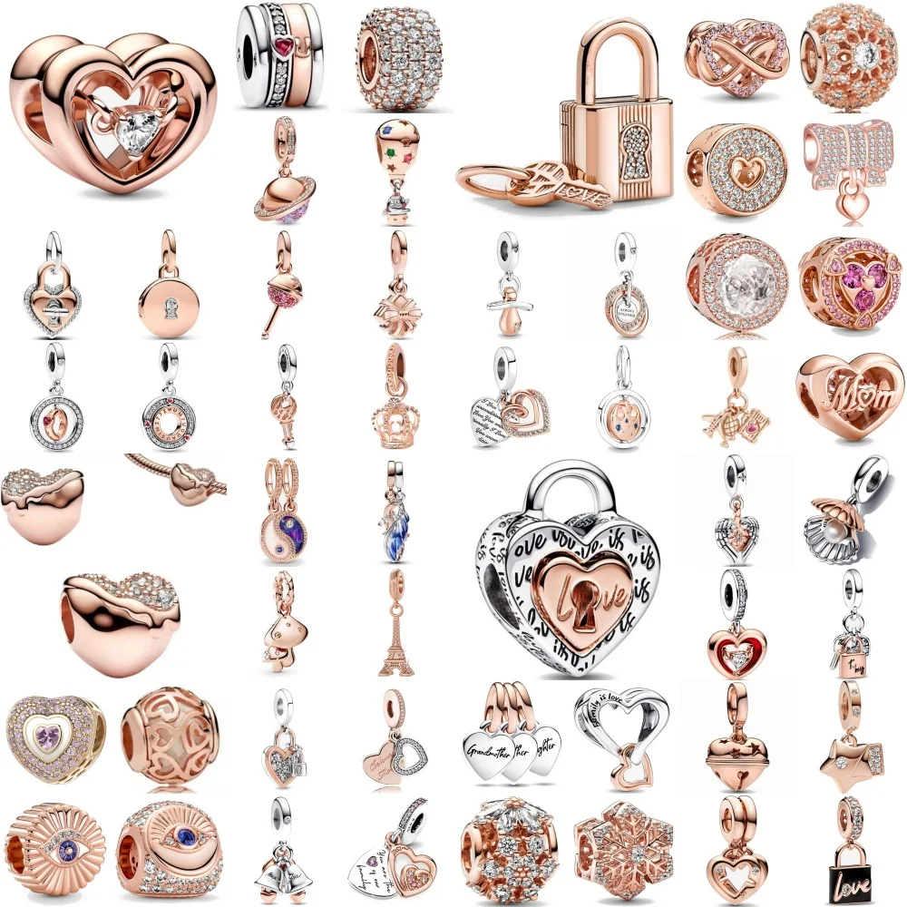 Hot Selling 925 Silver Lock,Heart-Shaped Bead Lollipop,Pearl Shell Pendant Fit Original Bracelet DIY AccessoriesExquisiteJewelry