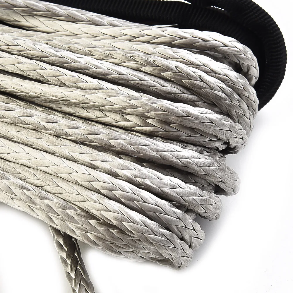 

15 м высокопрочная синтетическая лебедка, трос, буксировочный шнур с оболочкой серого цвета для автомобилей, внедорожников, квадроциклов, аксессуары для мотоциклов