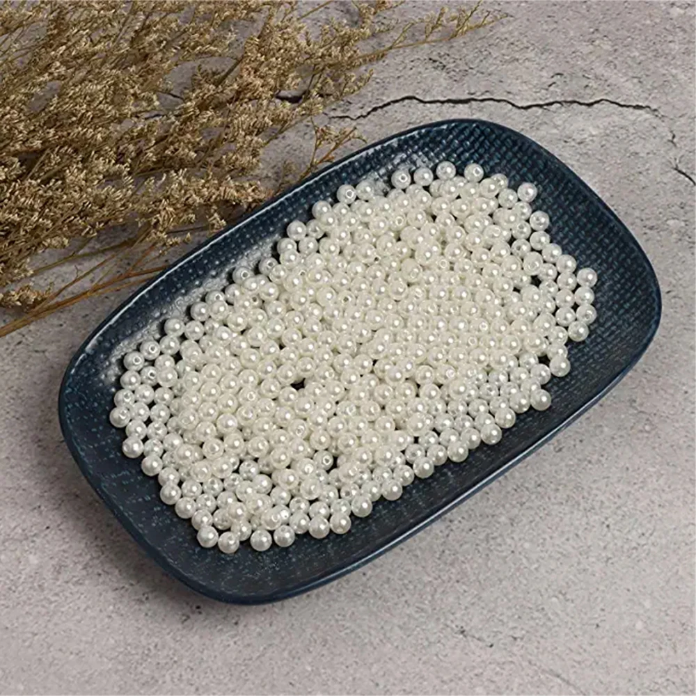 IYOE plastica bianca imitazione perle perline 3/4/5/6/8/10/12/14/16/18/20mm Abs perline distanziali allentate per gioielli che fanno vestiti da