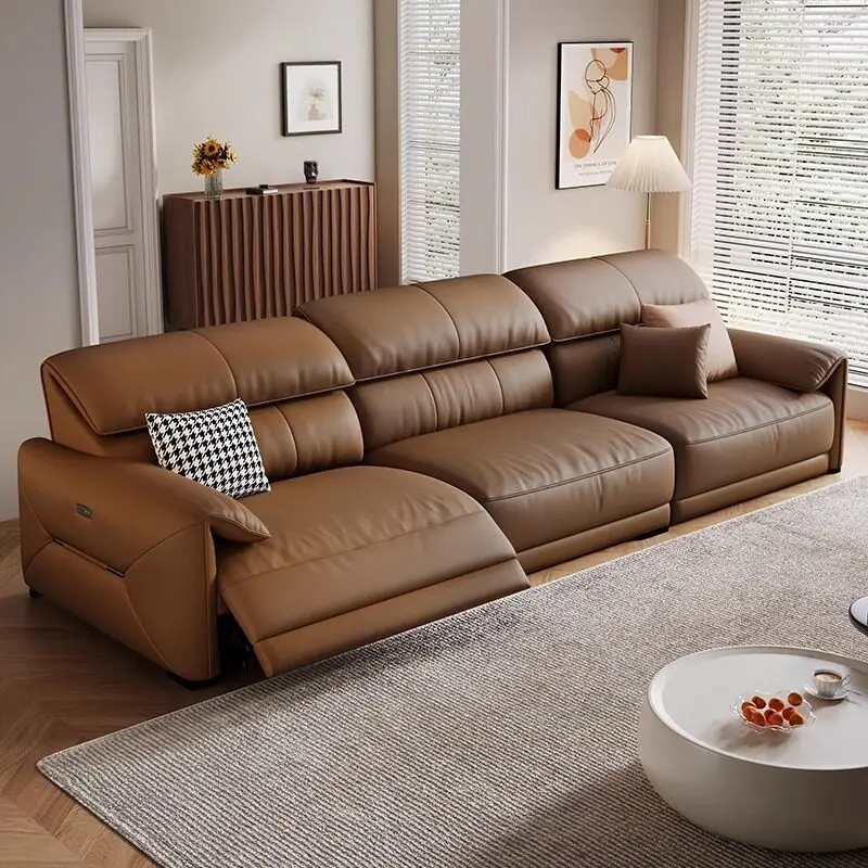 Living Room Electric Recliner Sofa Motor Strong Brown Cinema Electric Recliner Sofa Adult Wohnzimmersofas Furniture Home
