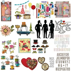 Abstract Elements Rabbit Flower Cutting Dies Pocket Card Numeric Letters Process Is Used for DIY Scrapbooking Paper Cards Making
