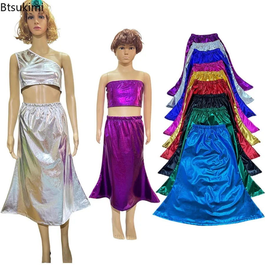 Children's Dance Costume Mermaid Skirt Girls Elastic Waistband Fish Tail Skirt A-line Dancing Skirt Stage Performance Costume
