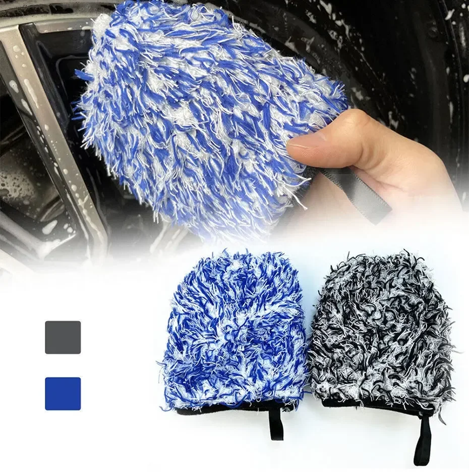 Double-Side Wheel Detailer Wash Glove Finger Pocket Car Cleaning Wheel Hub Cleaning Gloves Accessories Auto Detailing