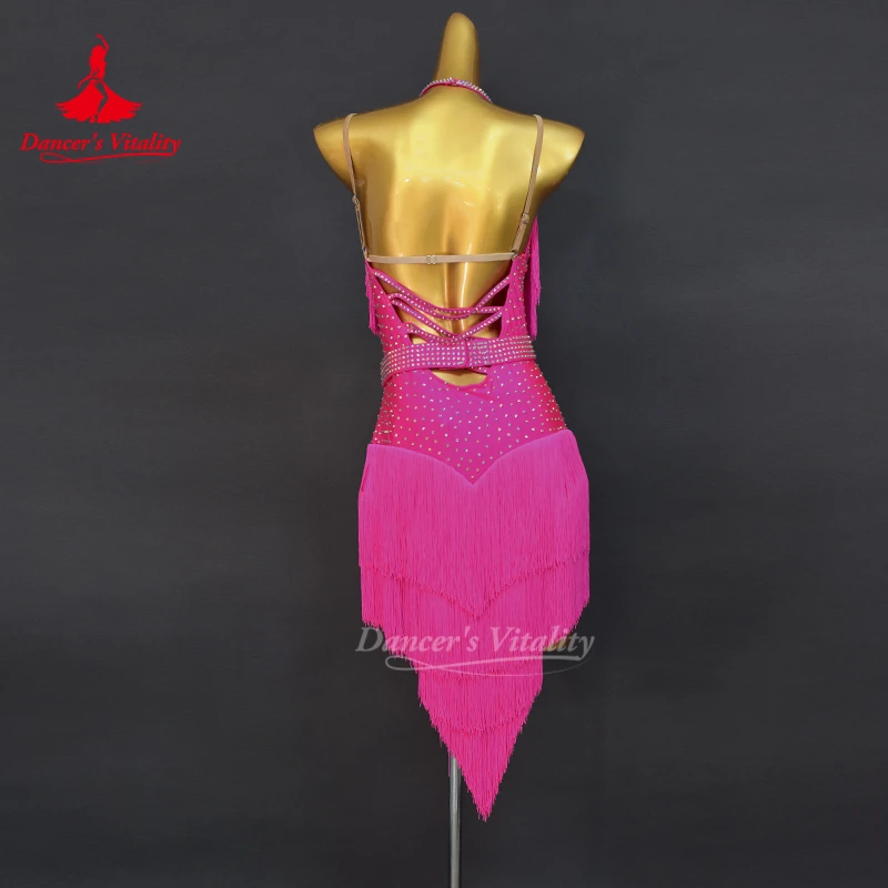 Latin Dance Fransen Kleid für Frauen Maßgeschneiderte Rumba Chacha Tango Praxis Kleidung Erwachsene Kinder Latin Performance Wear Outfit