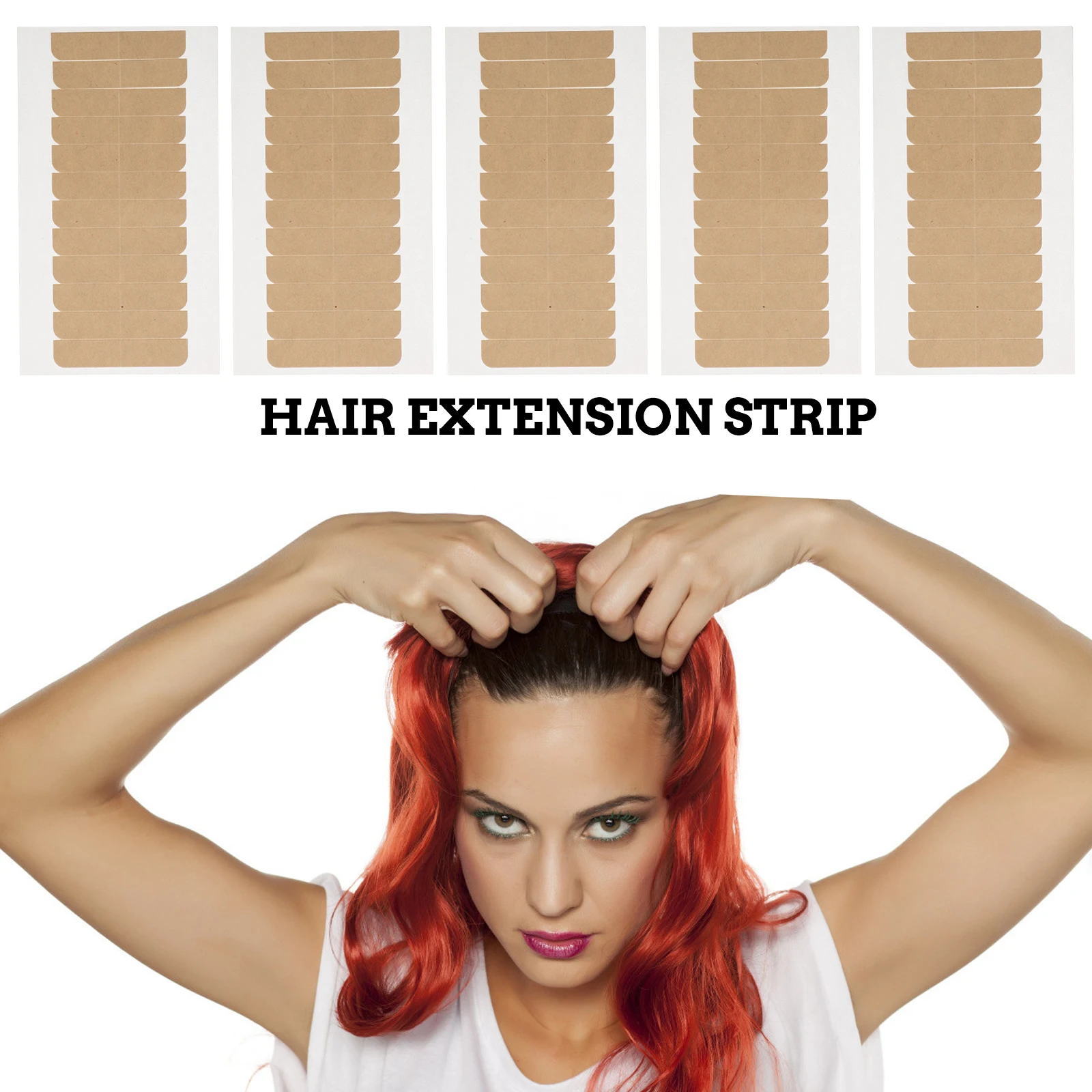 5 أوراق شريط شعر مزدوج الجوانب لملحقات شرائط لاصقة خفيفة الوزن مقاومة للماء ملصقات بديلة إجمالية #5