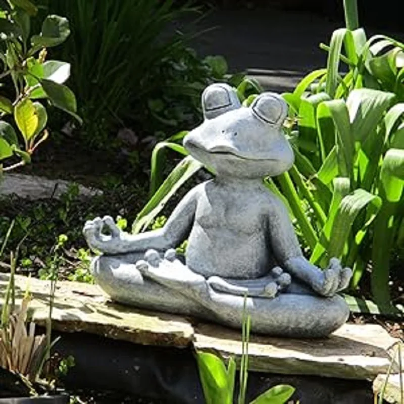 Meditating Frog Miniature Figurine,Zen Yoga Frog Garden Statue Ornament Indoor/Outdoor Garden Sculpture For Fairy Garden,Home
