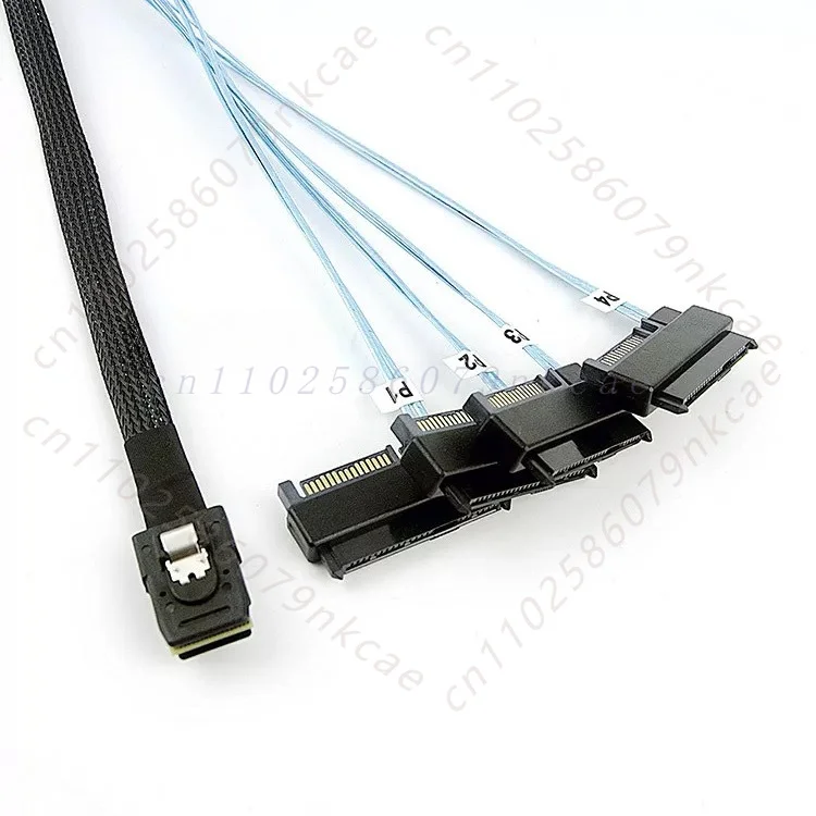 SFF-8087 to SAS 8482 + SATA Power Breakout Cable 1 to 4 HDD Data Wire For Server RAID Card