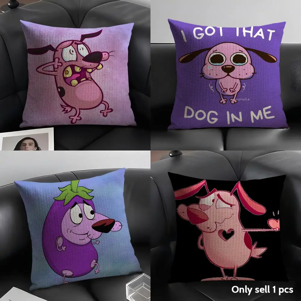 Courage The C-Cowardly Dog Cushion Cover Natural Linen Organic Fabric Double-Sided Printing Breathable Perfect Gift For Decor