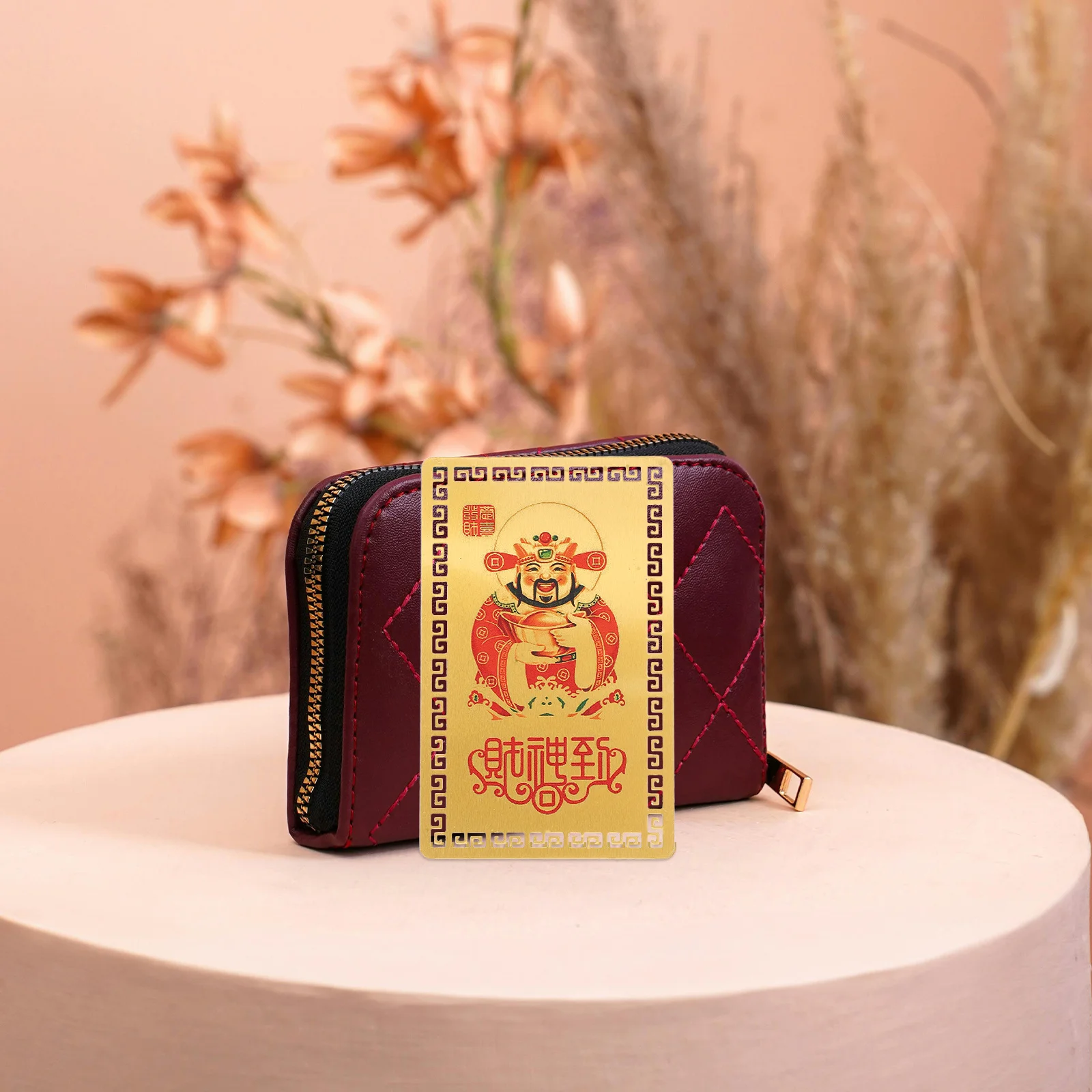 

5pcs God Of Wealth Gold Card Aluminum Alloy Feng Shui Wealth Protection Amulet Lucky Fortune Charm For Wallet Home Decor 2024