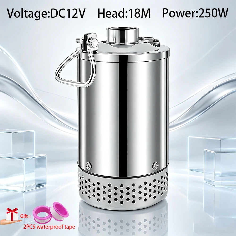 DC Stainless Steel Submersible Pump 12V 24V Solar Powered Water Pump High Head Large Flow for Farm Irrigation Well Water Supply