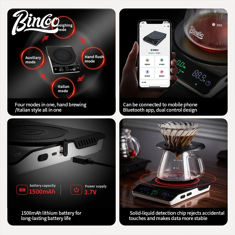 BINCOO Coffee Scale Espresso Scale High Precision Coffee Scale with Timer for Pour Over Brewing