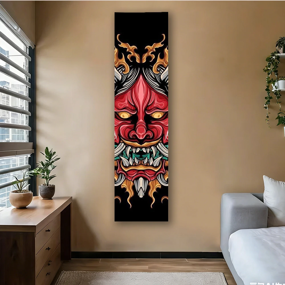 Japanese Oni Mask Tapestry Aesthetic Wall Hanging for Home Bedroom Room Decor