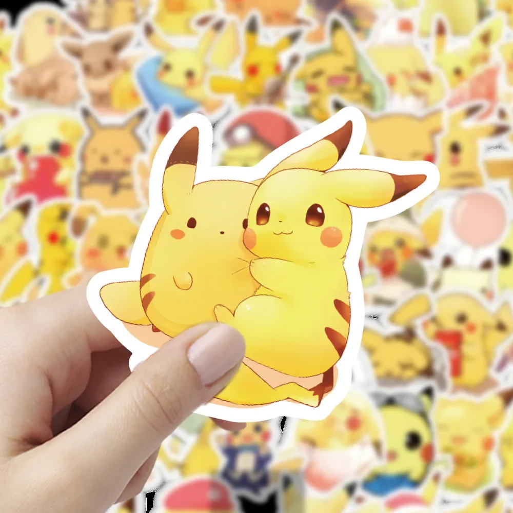 60PCS Cute Anime Pokemon Stickers Kawaii Pikachu Eevee Cartoon Decals Toys DIY Laptop Car Skateboard Cool Kids Gift Cute Sticker