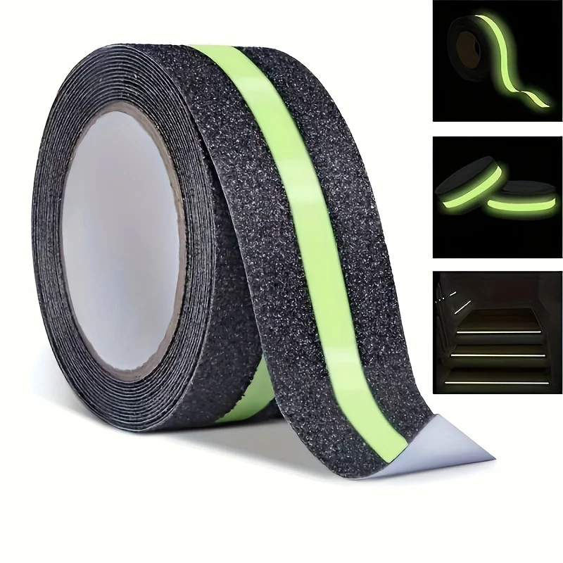 YITAPE Luminous Anti-Slip Tape 118.11×1.97 Inch, Heavy Grip for Stairs, Indoor & Outdoor Adhesive, Glow Green Strip Step Tape