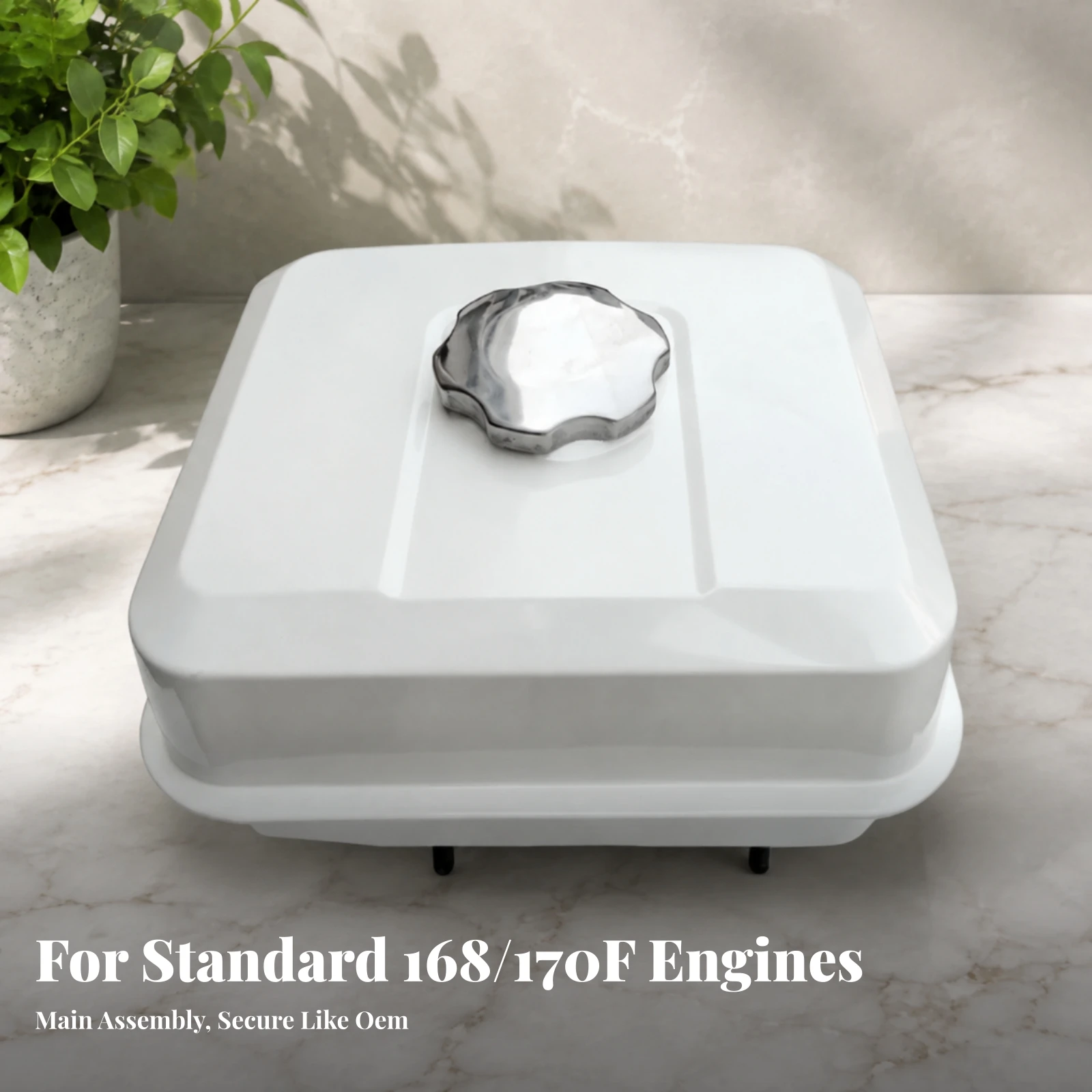 Metal Fuel Tank with Screw Cap Rectangular Engine Fuel Tank Hardware Long-Lasting Vehicle Part Rugged for Mechanics, Water Pumps