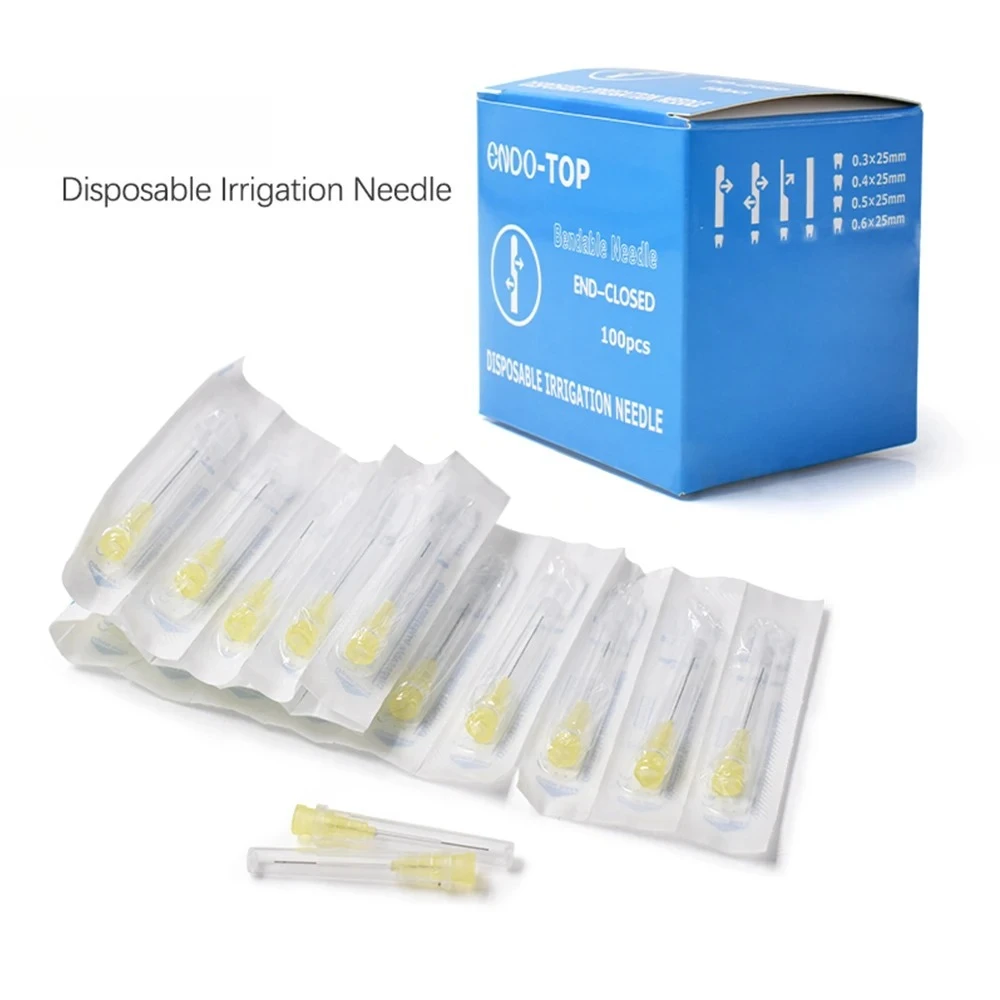 300Pcs Single Pack Irrigatio Needles 2 Holes Endodontics Irrigator Tips 30G 25MM Disposable Root Canal Cleaning Dentistry